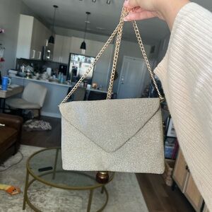 A New Day Bags A New Day Silver Clutch With Gold Chain Straps